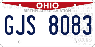 OH license plate GJS8083