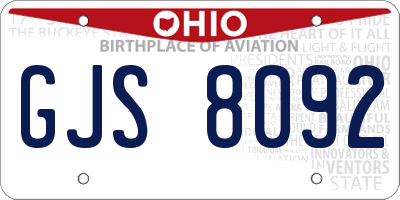 OH license plate GJS8092