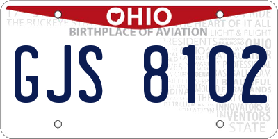 OH license plate GJS8102
