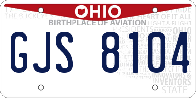OH license plate GJS8104