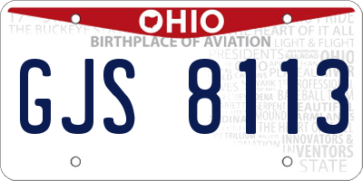 OH license plate GJS8113