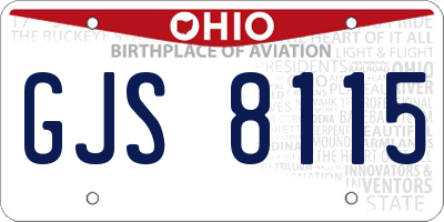 OH license plate GJS8115