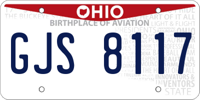 OH license plate GJS8117