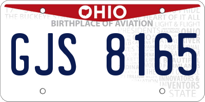 OH license plate GJS8165