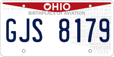 OH license plate GJS8179