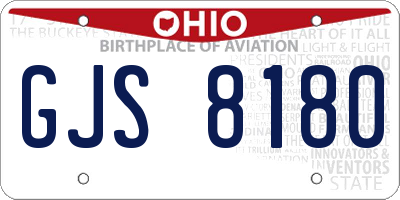 OH license plate GJS8180