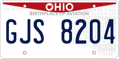 OH license plate GJS8204