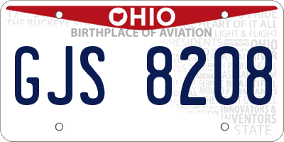 OH license plate GJS8208