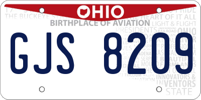 OH license plate GJS8209
