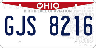 OH license plate GJS8216