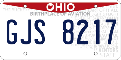 OH license plate GJS8217