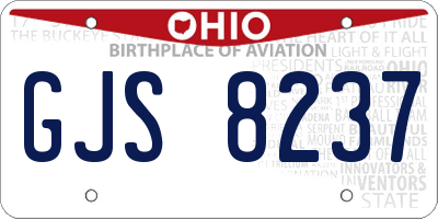 OH license plate GJS8237