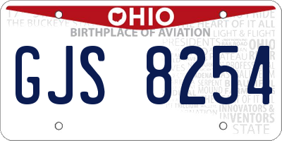 OH license plate GJS8254