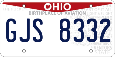 OH license plate GJS8332