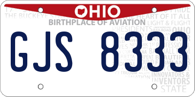 OH license plate GJS8333