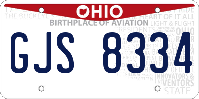 OH license plate GJS8334