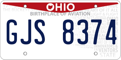 OH license plate GJS8374