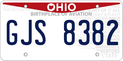 OH license plate GJS8382
