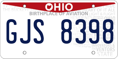 OH license plate GJS8398
