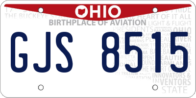 OH license plate GJS8515