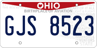 OH license plate GJS8523