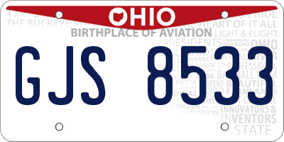 OH license plate GJS8533