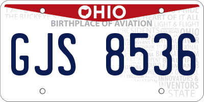 OH license plate GJS8536