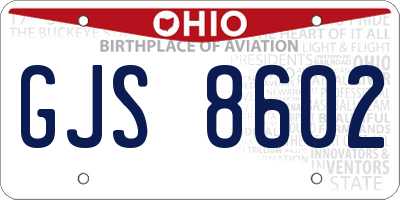 OH license plate GJS8602