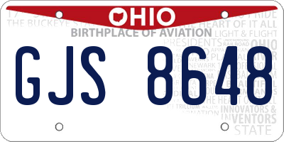 OH license plate GJS8648
