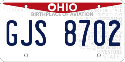 OH license plate GJS8702