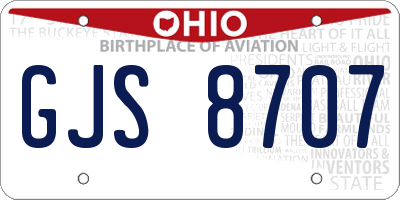 OH license plate GJS8707