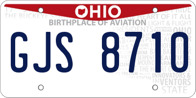 OH license plate GJS8710