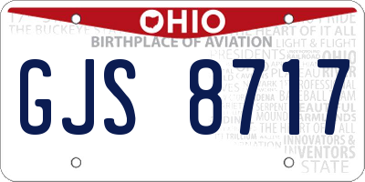 OH license plate GJS8717