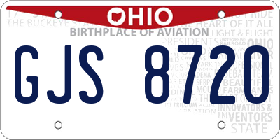 OH license plate GJS8720