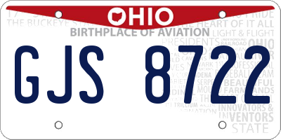 OH license plate GJS8722