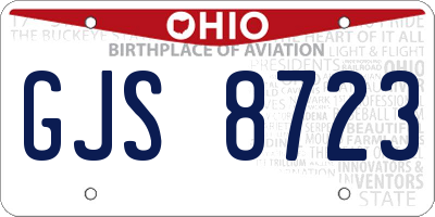 OH license plate GJS8723