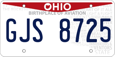 OH license plate GJS8725
