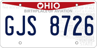 OH license plate GJS8726