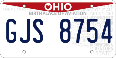 OH license plate GJS8754