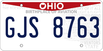 OH license plate GJS8763