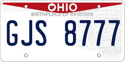 OH license plate GJS8777