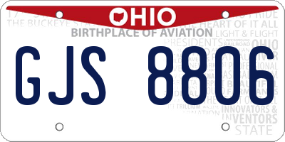 OH license plate GJS8806