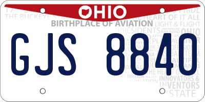 OH license plate GJS8840