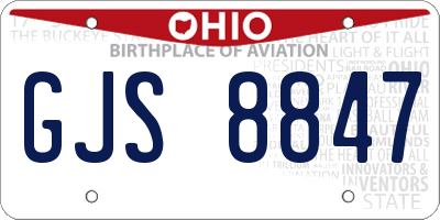 OH license plate GJS8847