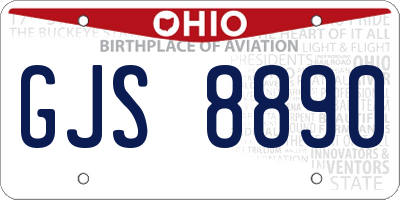 OH license plate GJS8890