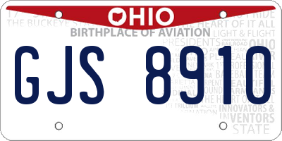 OH license plate GJS8910