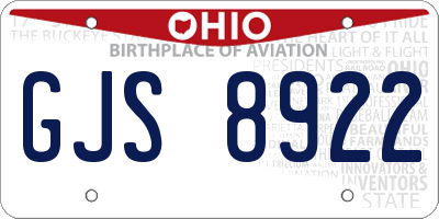 OH license plate GJS8922