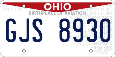 OH license plate GJS8930