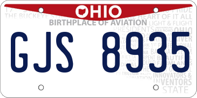OH license plate GJS8935