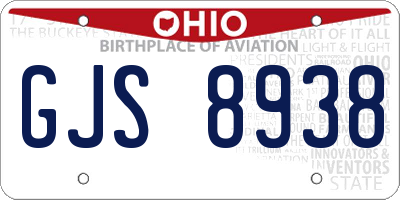 OH license plate GJS8938